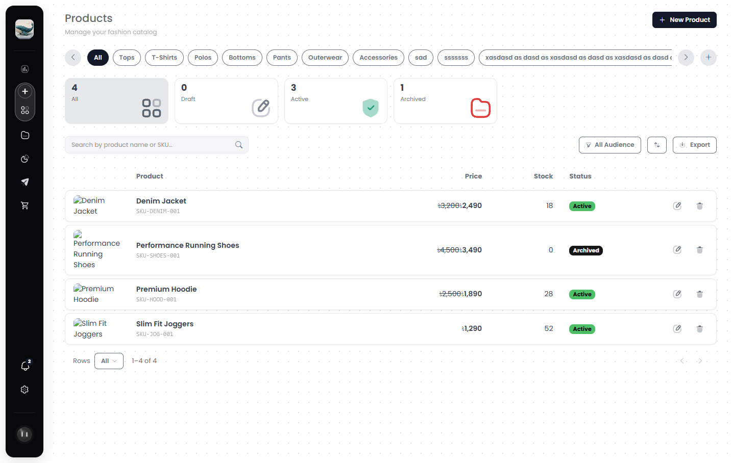 Products & inventory in the Banow admin portal