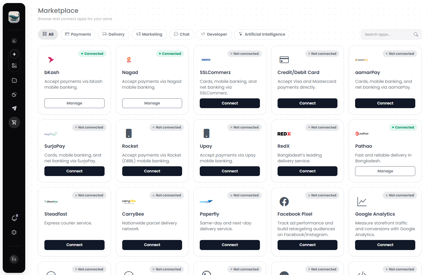 Delivery management in the Banow admin portal
